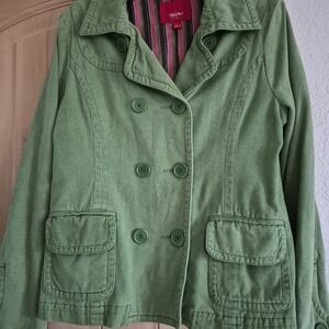 Mossimo Canvas Green Womens Double Brested Coat Heavyweight